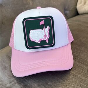 Pink and White Cap with Map Patch